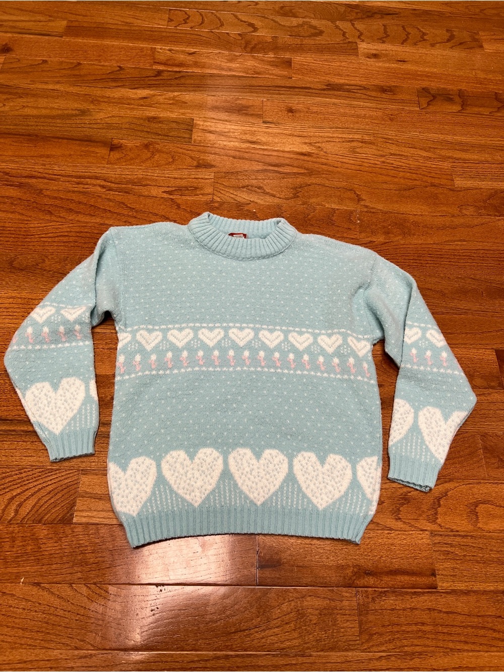 70s vintage Spunky Blue Heart Pattern Crewneck Sweater